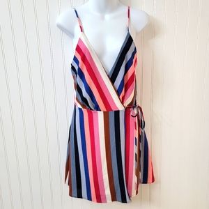 B.original colorful striped spaghetti strap wrap dress size small